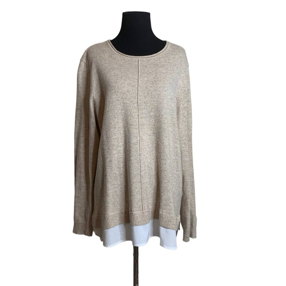 Calvin Klein beige long sleeves faux layered sweater size Large
